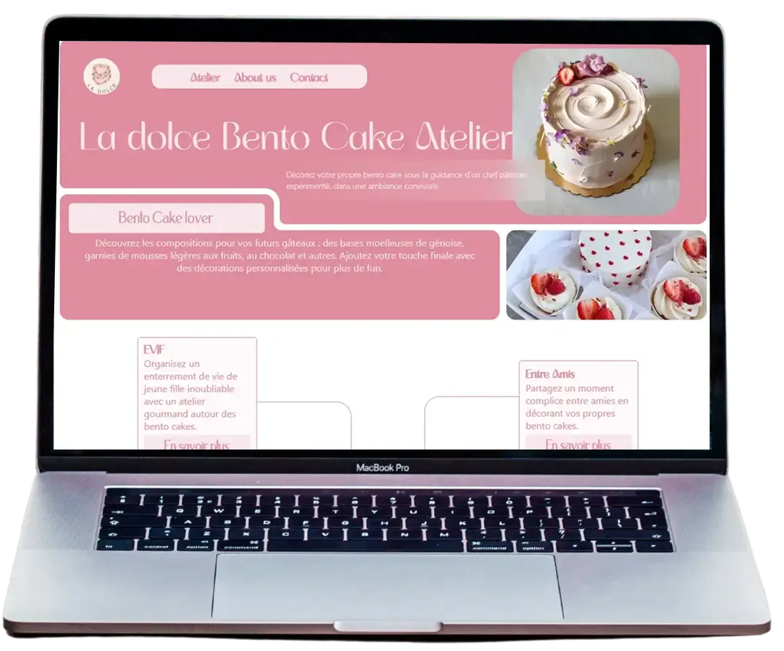 Mockup ordinateur projet Bento Cake